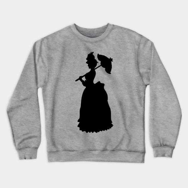 Victorian Woman Silhouette- black & white gown Crewneck Sweatshirt by XOOXOO